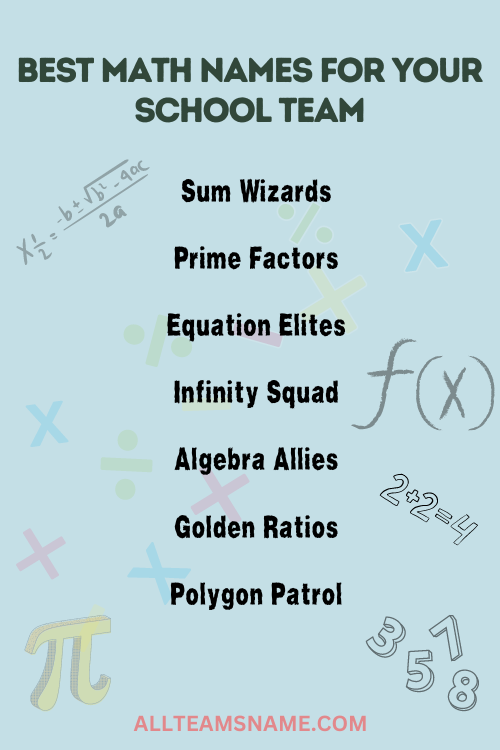 Best Math Names for Your School Team