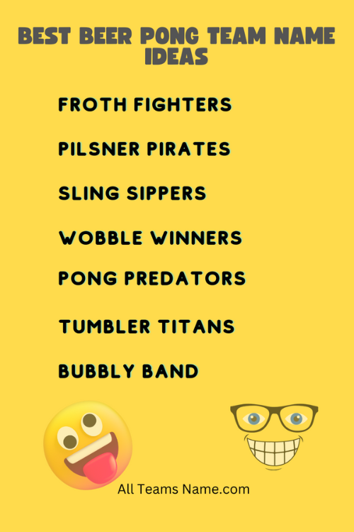 Beer Pong Teams Name Ideas