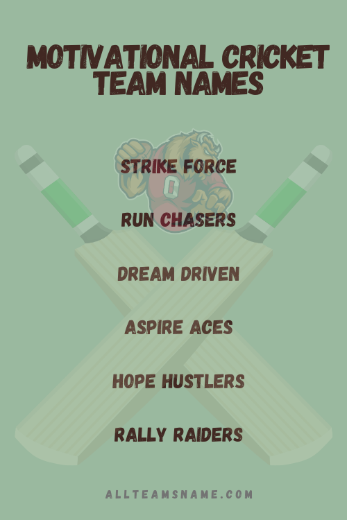 Motivational Cricket Team Names