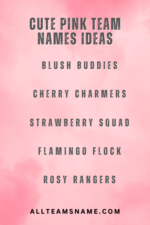 Cute Pink Team Names Ideas