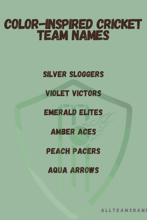 Color-Inspired Cricket Team Names