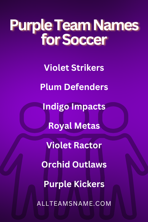 Purple Team Names for Soccer