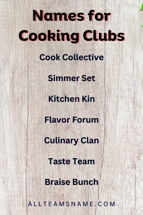 Names for Cooking Clubs