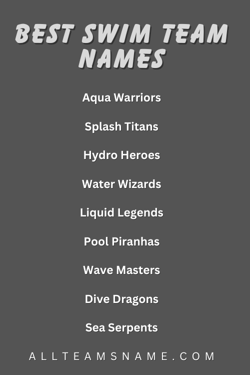 Best Swim Team Names