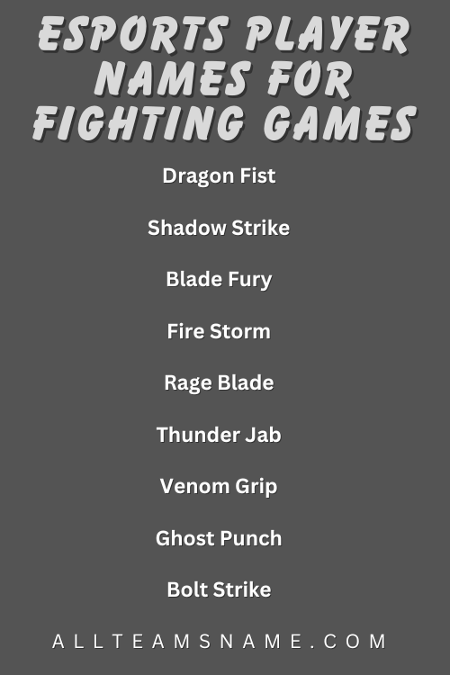 Esports Player Names For Fighting Games