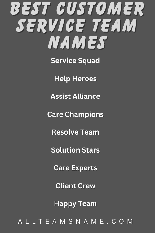 Best Customer Service Team Names