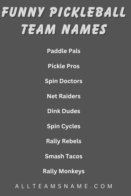 Funny Pickleball Team Names