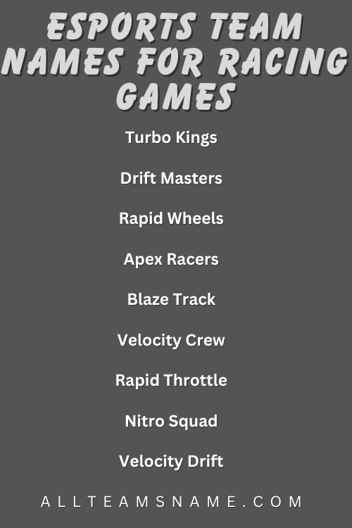 Esports Team Names For Racing Games