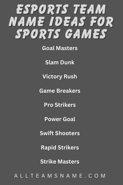 Esports Team Name Ideas For Sports Games