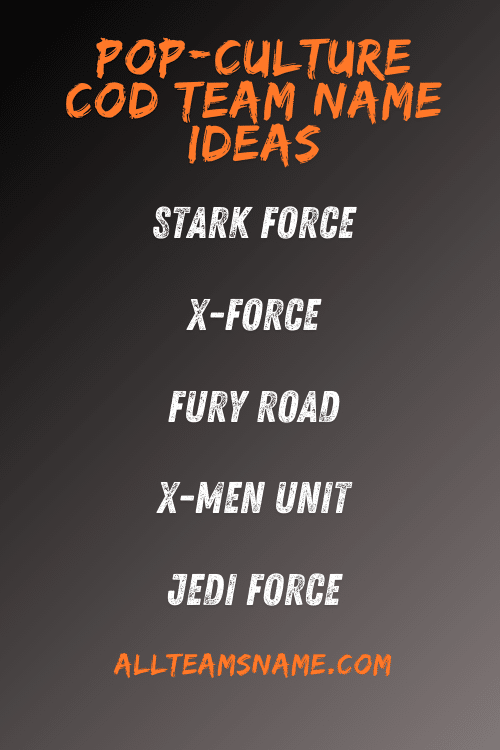 Pop-Culture COD Team Name Ideas