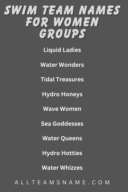 Swim Team Names for Women Groups