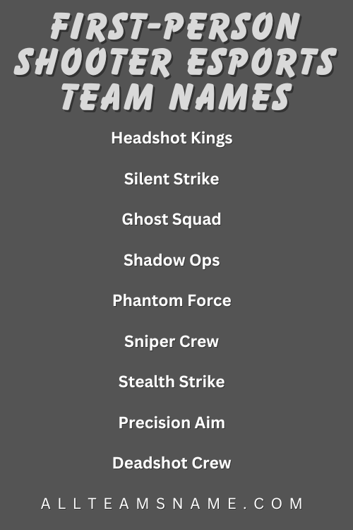 First-Person Shooter Esports Team Names