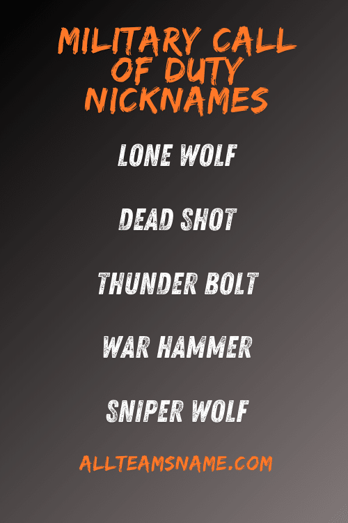 Military Call of Duty Nicknames