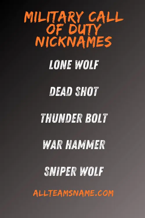 Military Call of Duty Nicknames