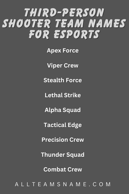 Third-Person Shooter Team Names For Esports