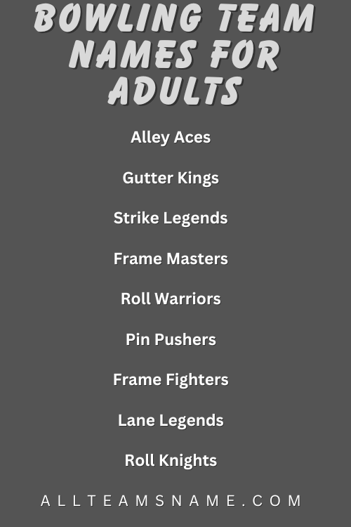 Bowling Team Names For Adults