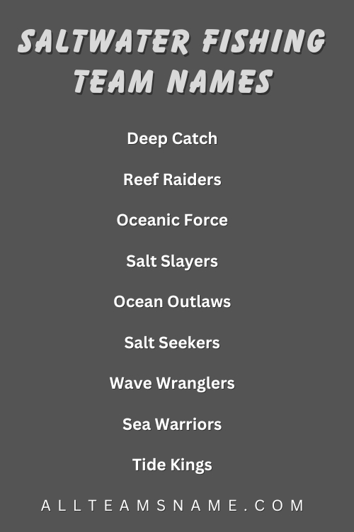 Saltwater Fishing Team Names