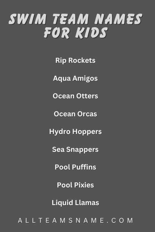 Swim Team Names for Kids