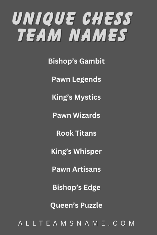 Unique Chess Team Names