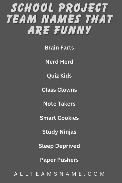 School Project Team Names That Are Funny