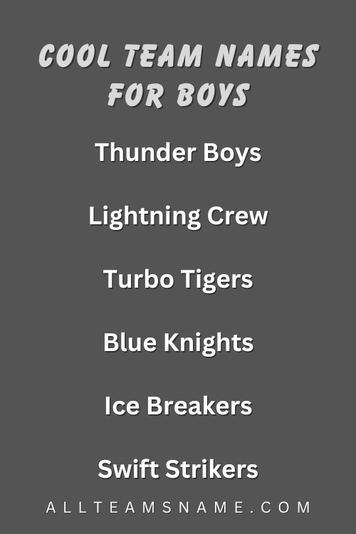 Cool Team Names For Boys