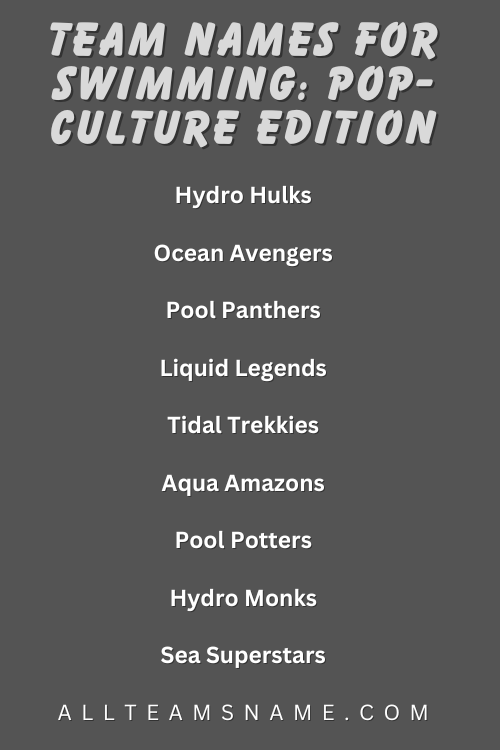 Team Names for Swimming: Pop-Culture Edition