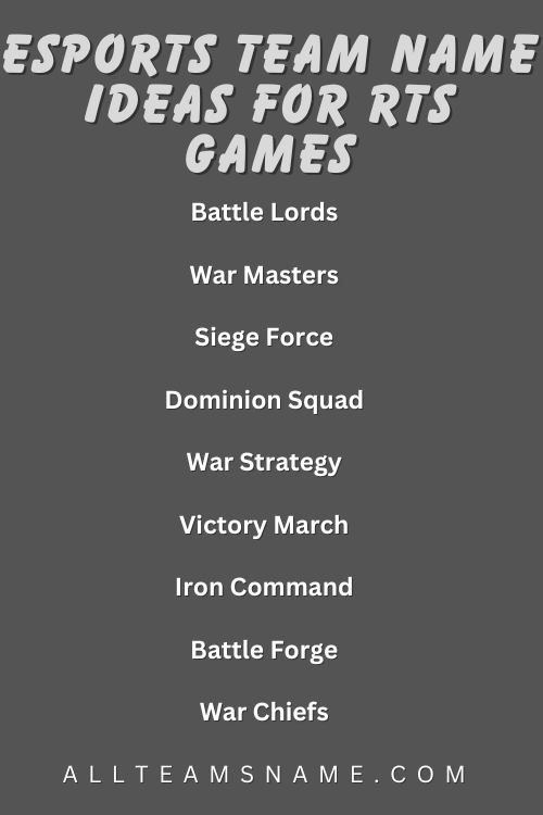 Esports Team Name Ideas For RTS Games