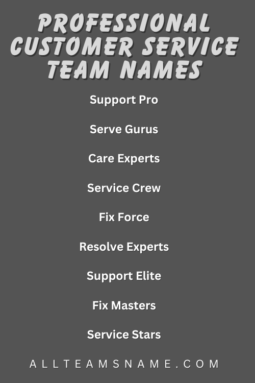 Professional Customer Service Team Names