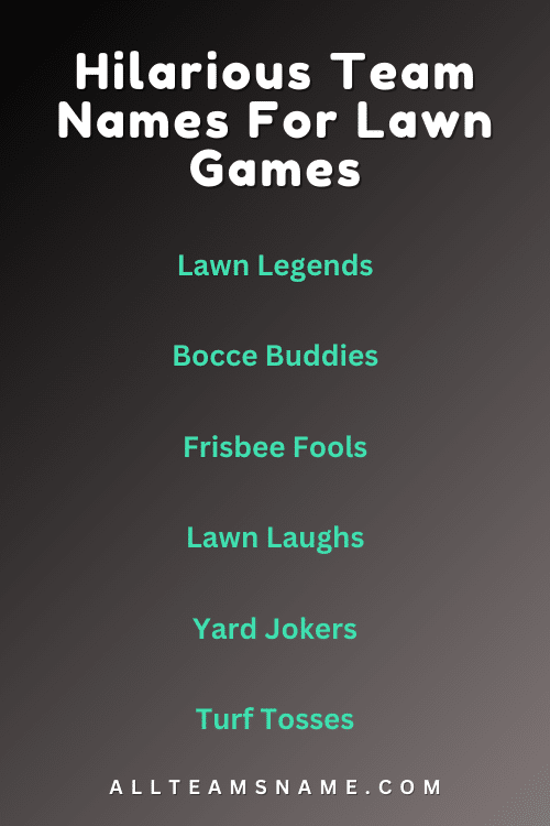 Hilarious Team Names For Lawn Games