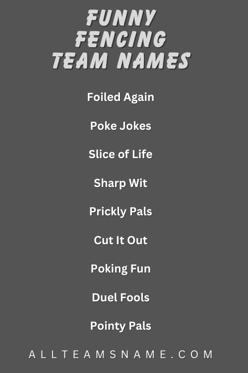 Funny Fencing Team Names