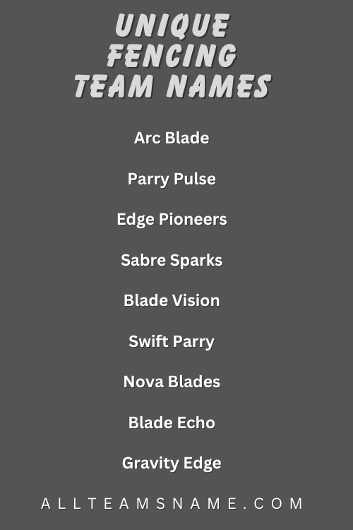 Unique Fencing Team Names