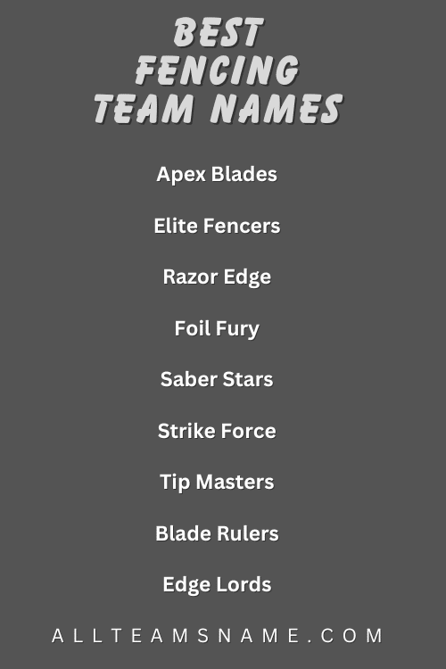 Best Fencing Team Names