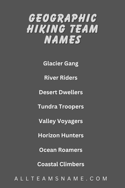 Geographic Hiking Team Names