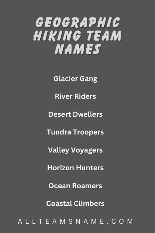 Geographic Hiking Team Names