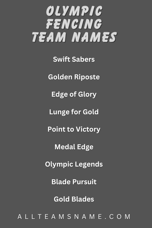 Olympic Fencing Team Names