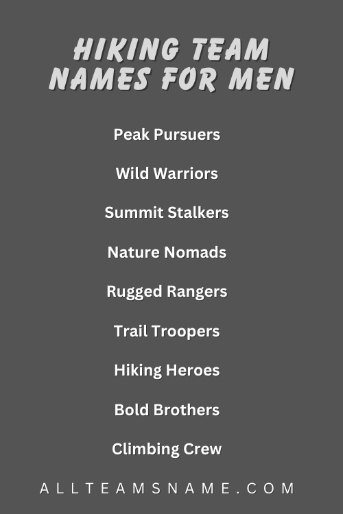 Hiking Team Names for Men