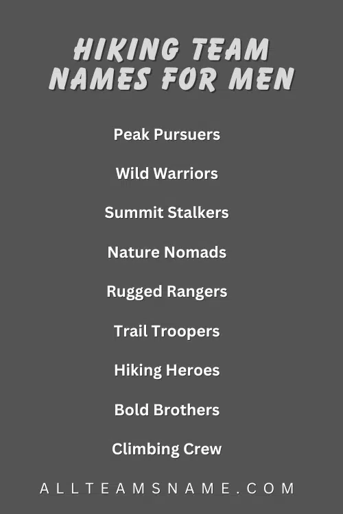 Hiking Team Names for Men