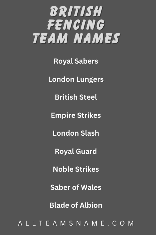 British Fencing Team Names