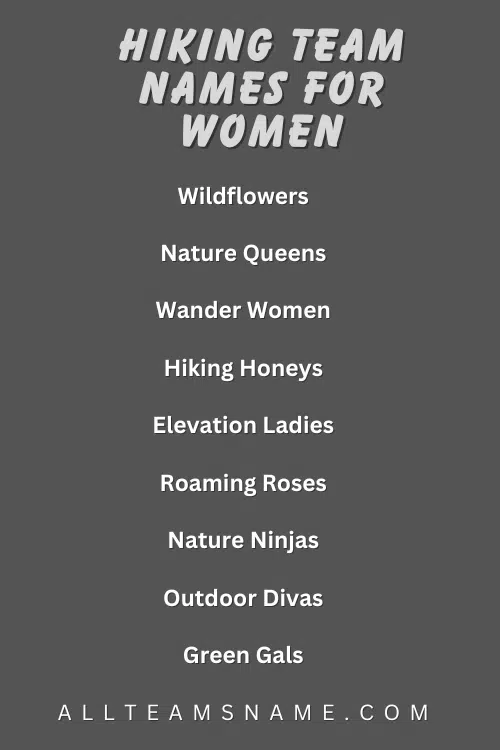 Hiking Team Names for Women