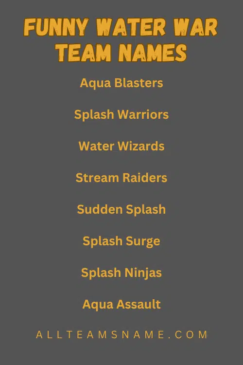 Funny Water War Team Names