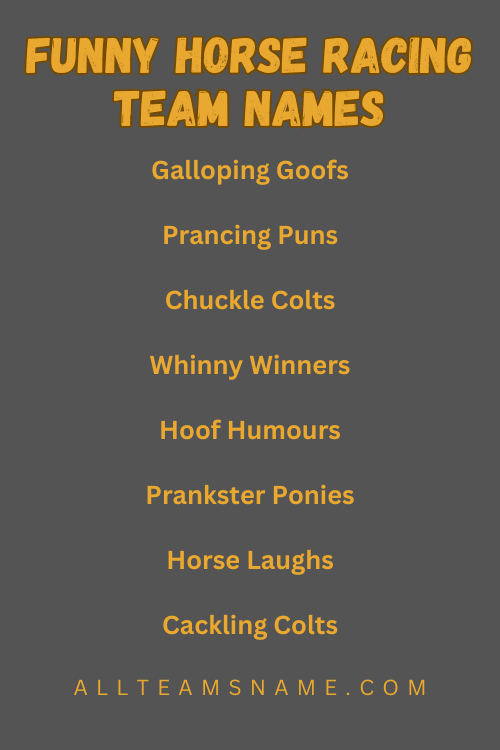 Funny Horse Racing Team Names