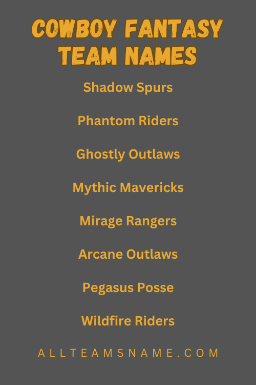Cowboy Fantasy Team Names