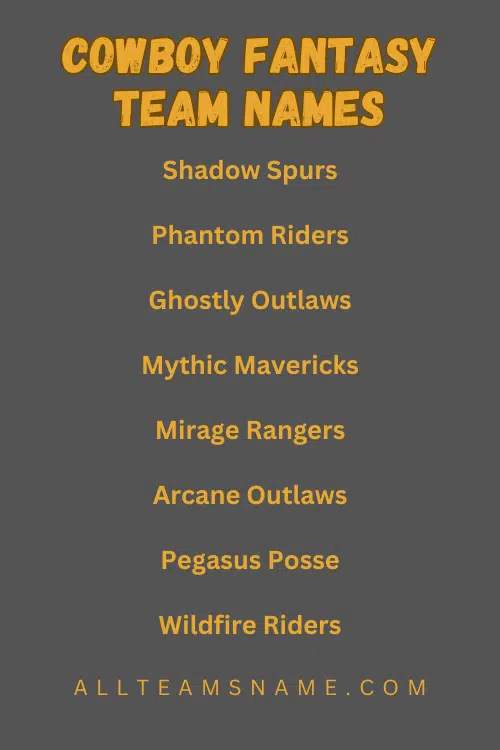 Cowboy Fantasy Team Names