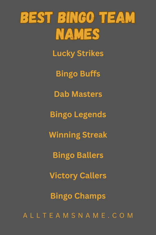 Best Bingo Team Names