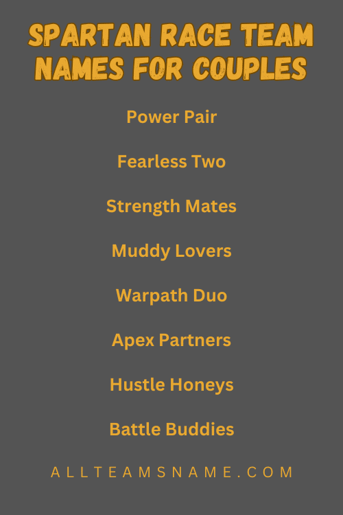 Spartan Race Team Names for Couples