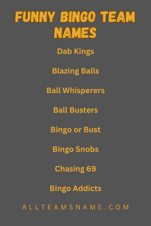 Funny Bingo Team Names