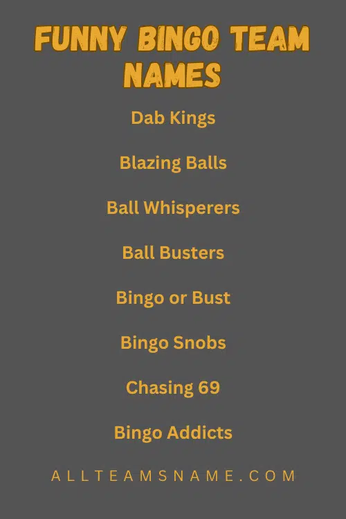 Funny Bingo Team Names