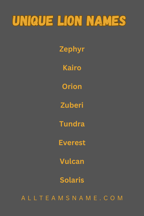 Unique Lion Names