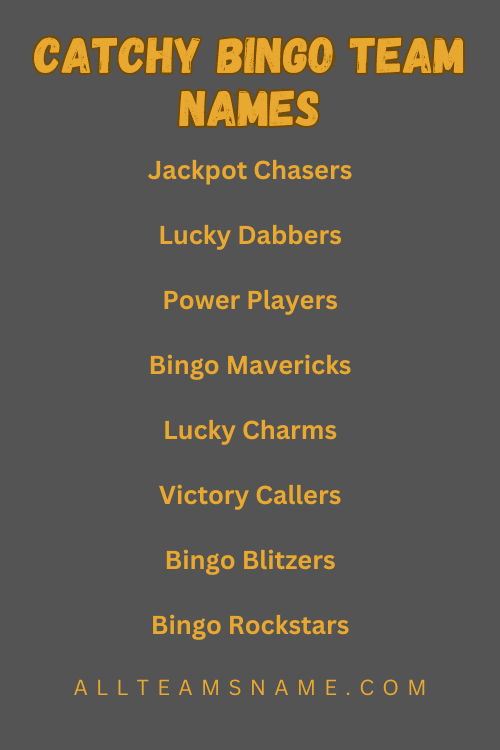 Catchy Bingo Team Names