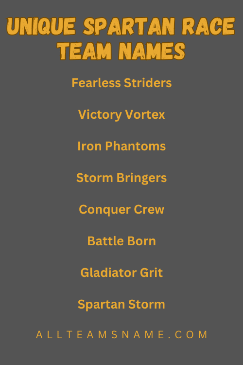 Unique Spartan Race Team Names